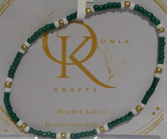 Beaded Anklet (Single)- The Emerald