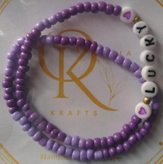 Bead Bracelet (Pair): Lucky (Purple)